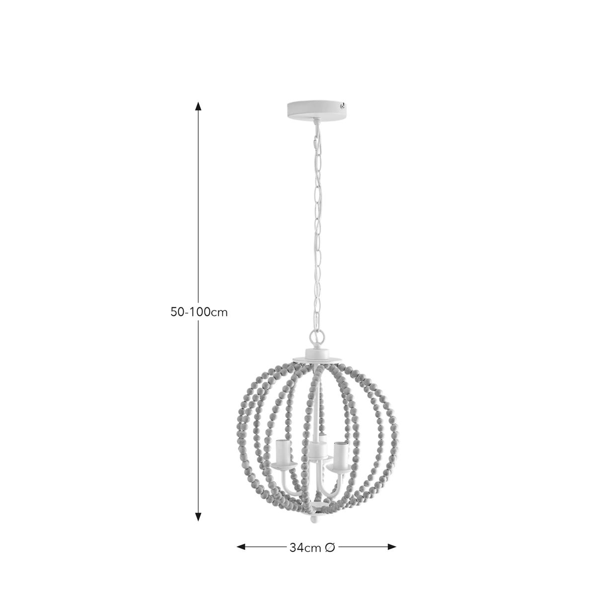 Clarice Beaded 3 Light Pendant Ceiling Fitting White – image 5