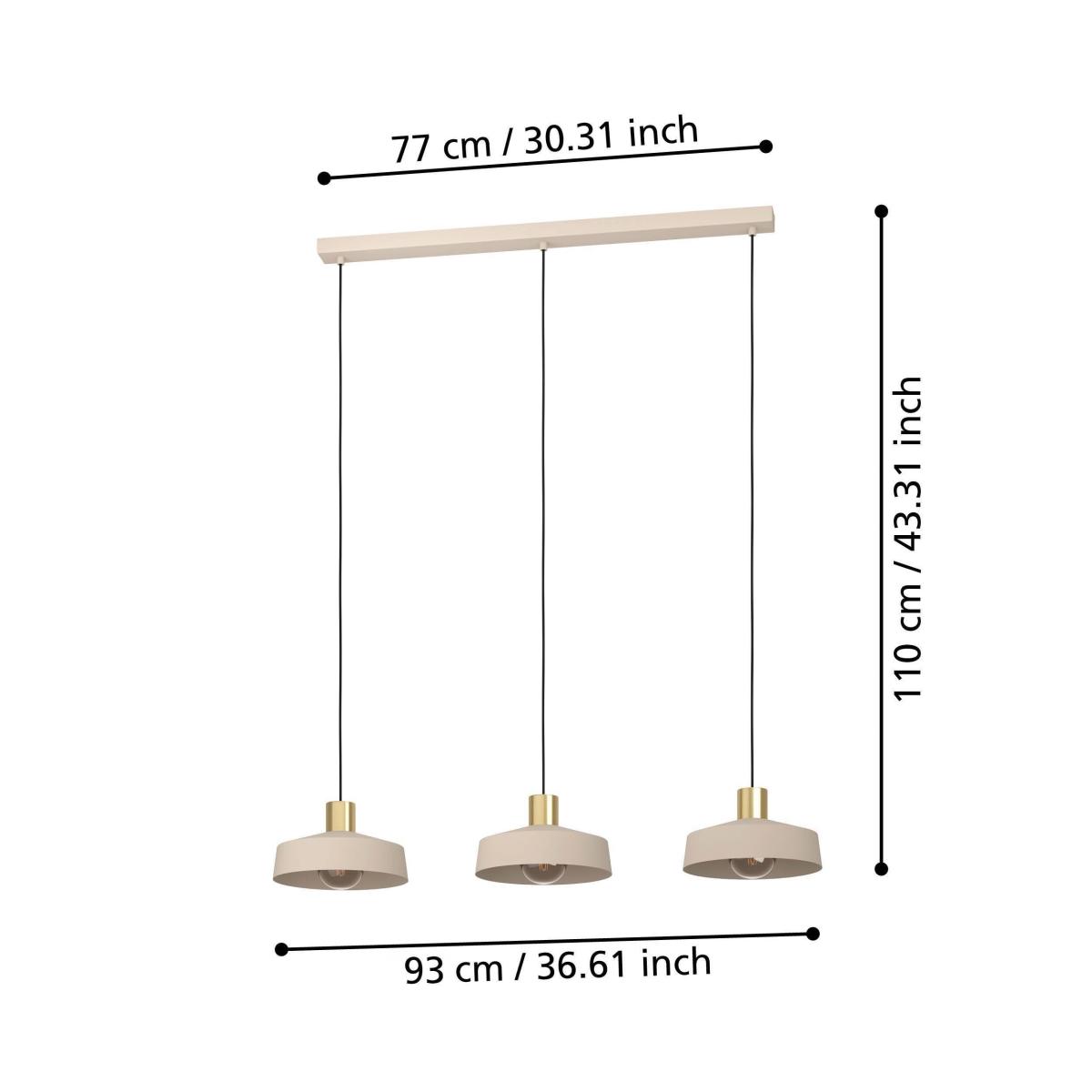 EGLO Valdiola 3-Light Pendant Light Brass – image 4