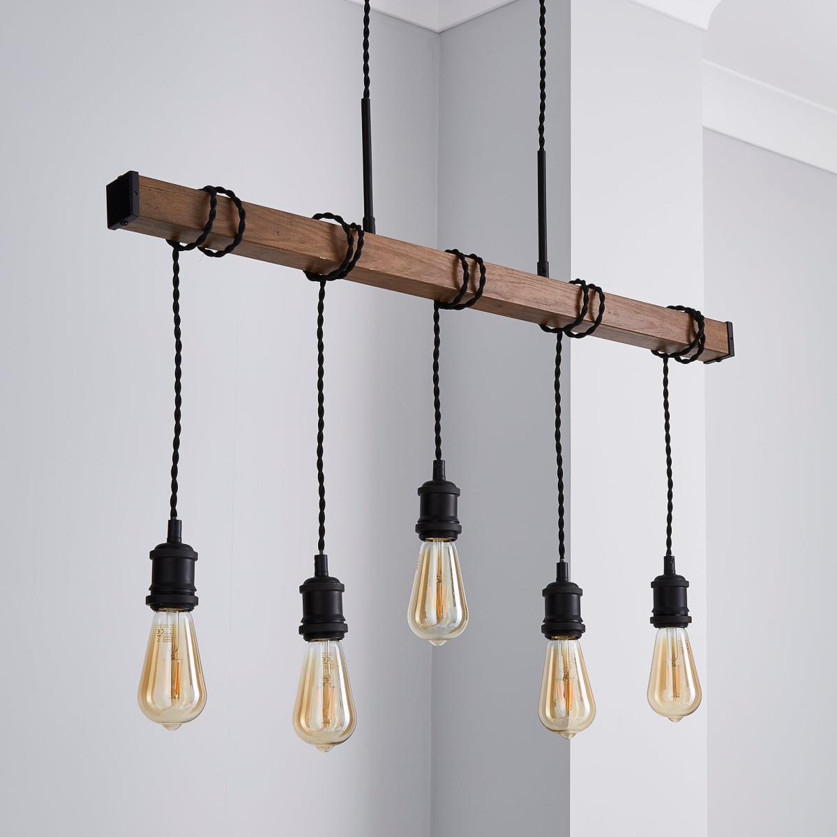 Fulton 5 Light Bar Diner Ceiling Fitting Pine – image 2