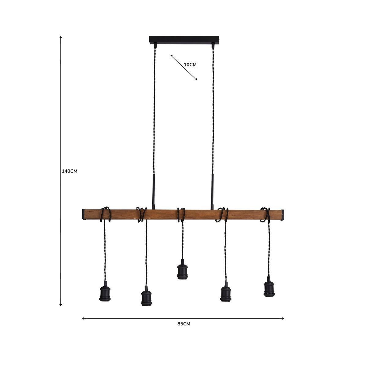 Fulton 5 Light Bar Diner Ceiling Fitting Pine – image 8