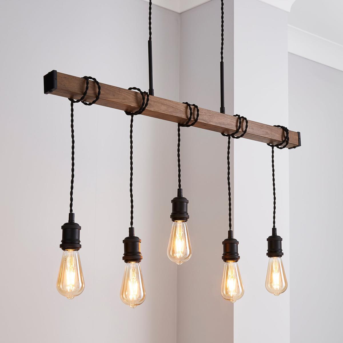 Fulton 5 Light Bar Diner Ceiling Fitting Pine – image 1