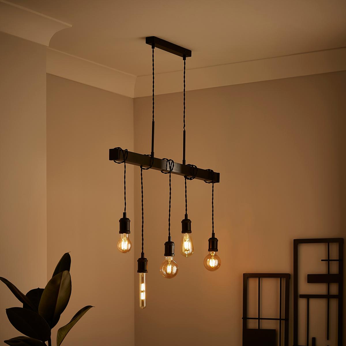 Keates Industrial 5 Light Ceiling Light Black – image 2