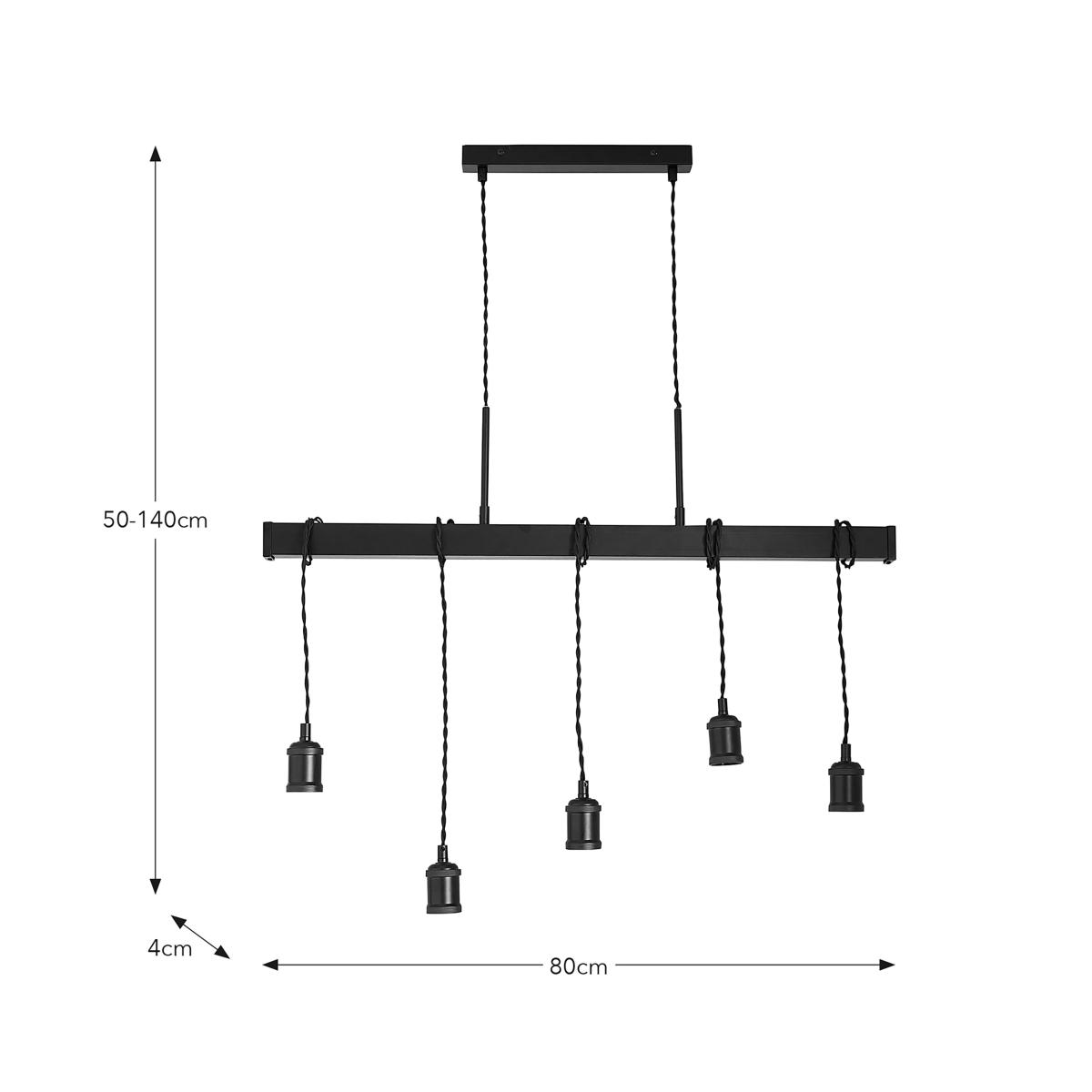 Keates Industrial 5 Light Ceiling Light Black – image 5