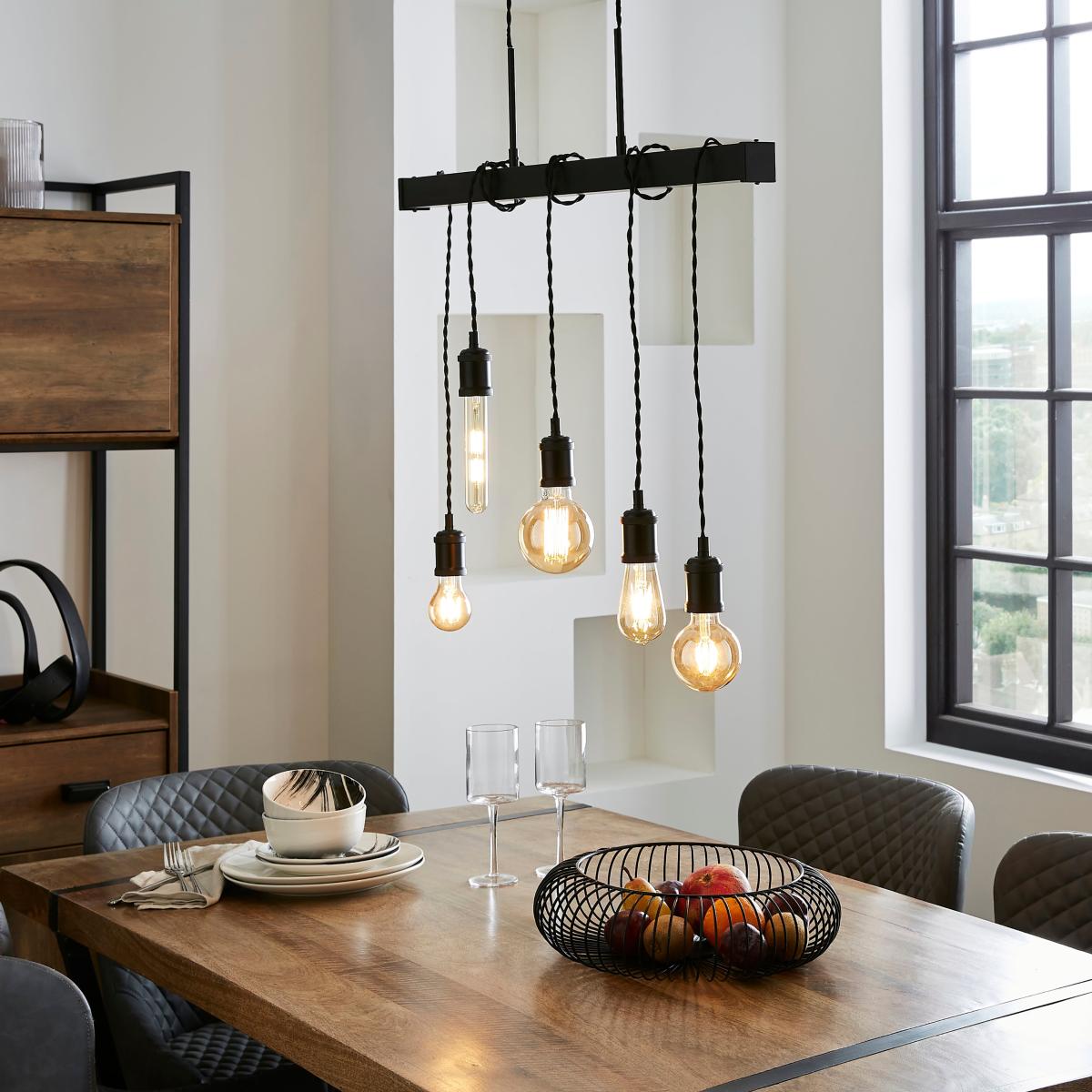 Keates Industrial 5 Light Ceiling Light Black – image 1