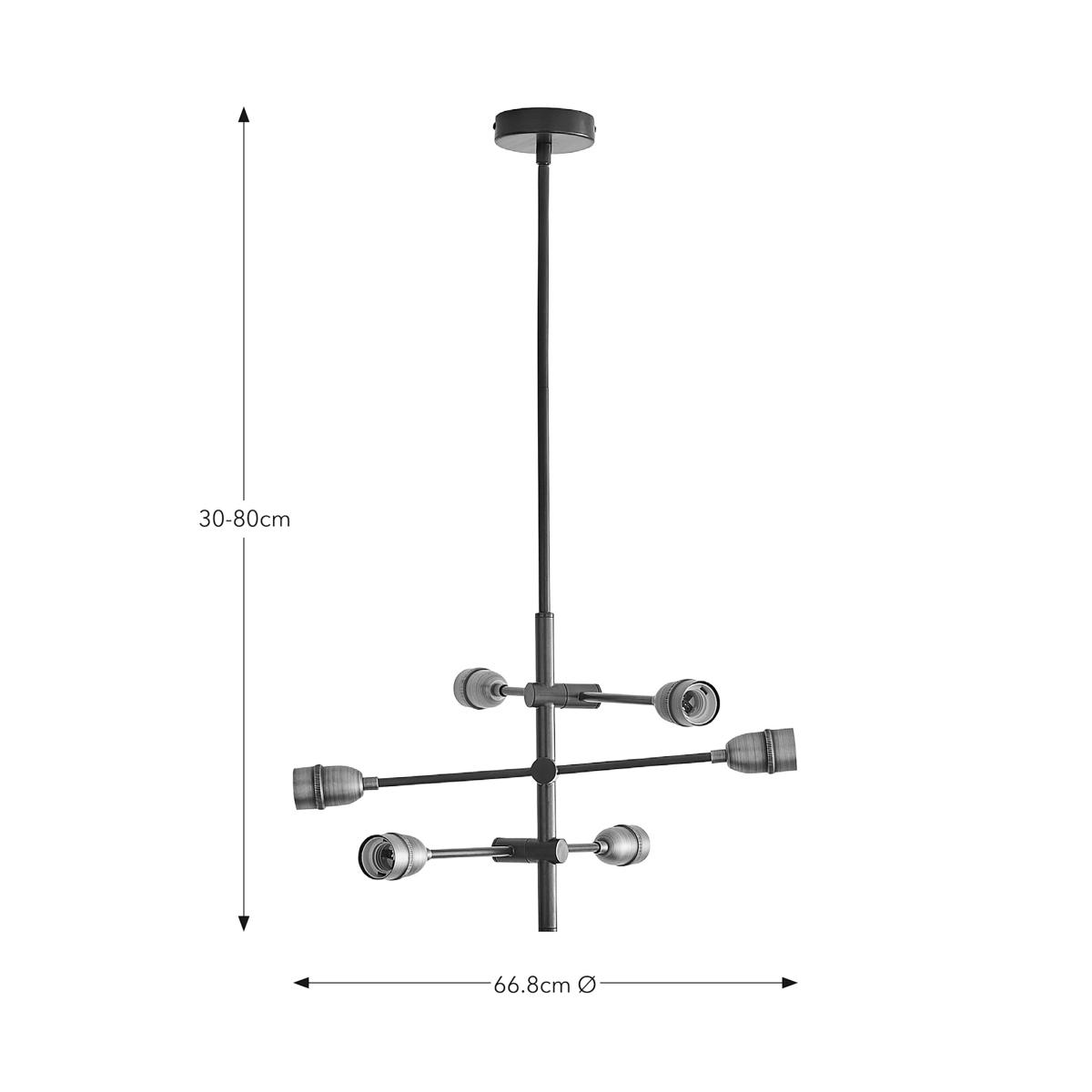 Marsden Industrial 6 Light Suspended Ceiling Fitting Black – image 7