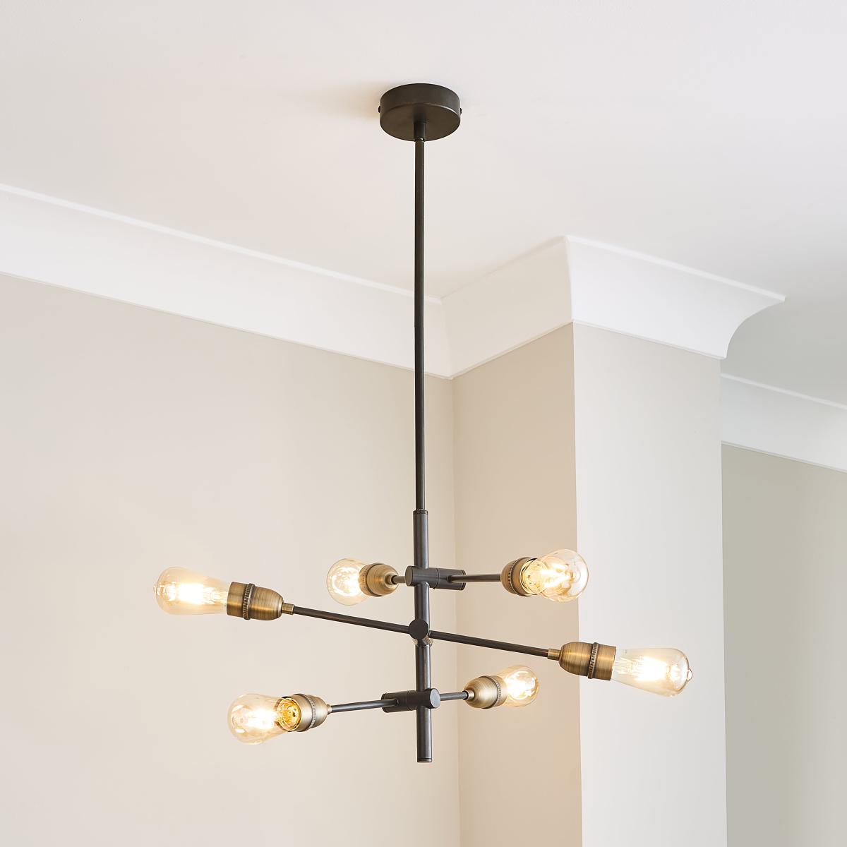 Marsden Industrial 6 Light Suspended Ceiling Fitting Black – image 1
