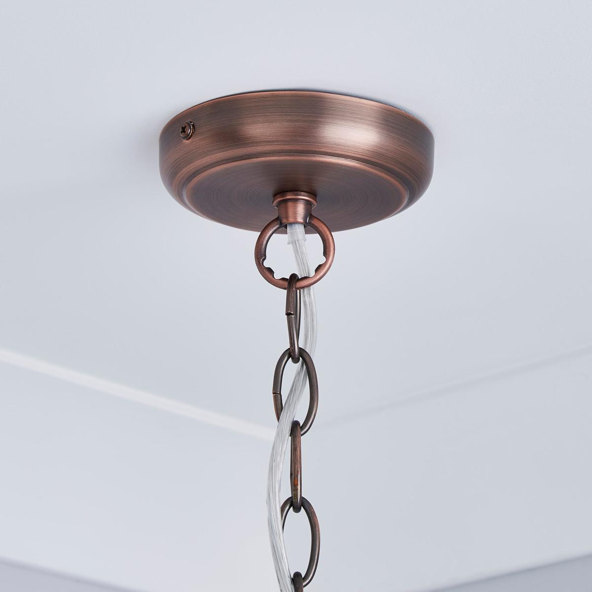 Salino Globe 3 Light Antique Copper Chandelier Antique Matt Copper, Amber – image 4