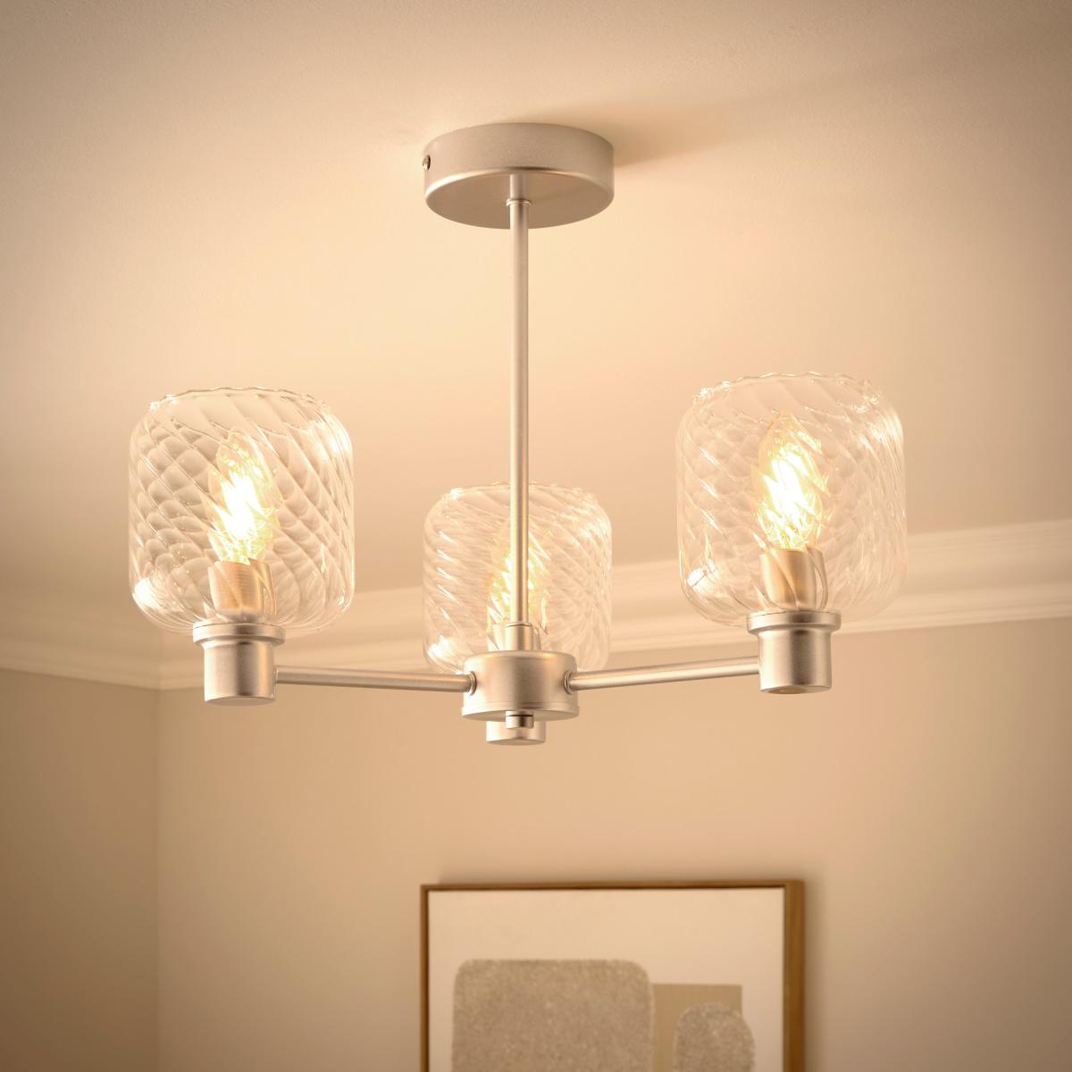 Erika Ribbed 3 Light Semi Flush Ceiling Light – image 2