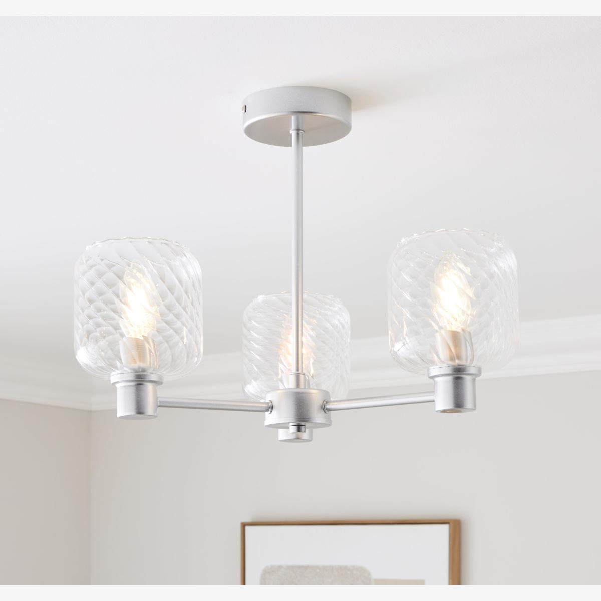 Erika Ribbed 3 Light Semi Flush Ceiling Light – image 1