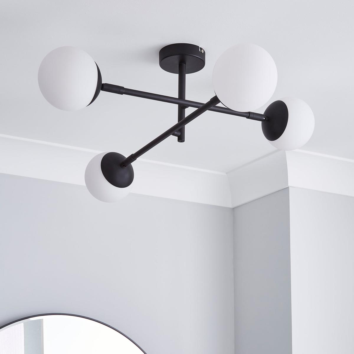 Tela Bathroom 4 Light Ceiling Fitting Black Black – image 2