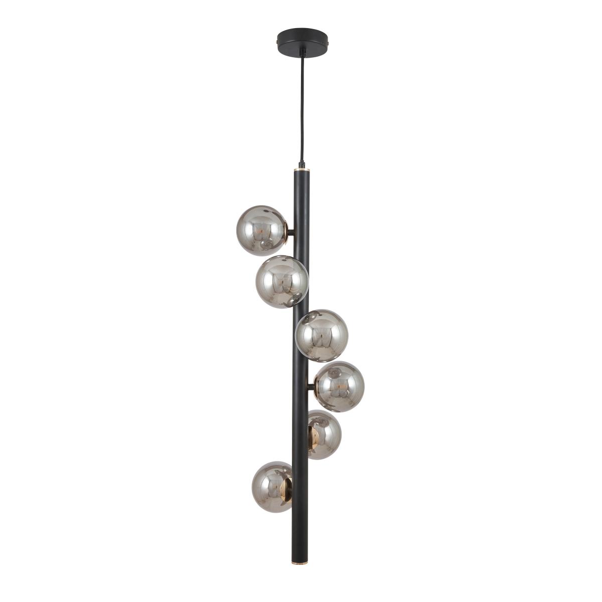 Blair Smoke Glass Ball and Black Metal Pendant Light Smoke (Grey) – image 2