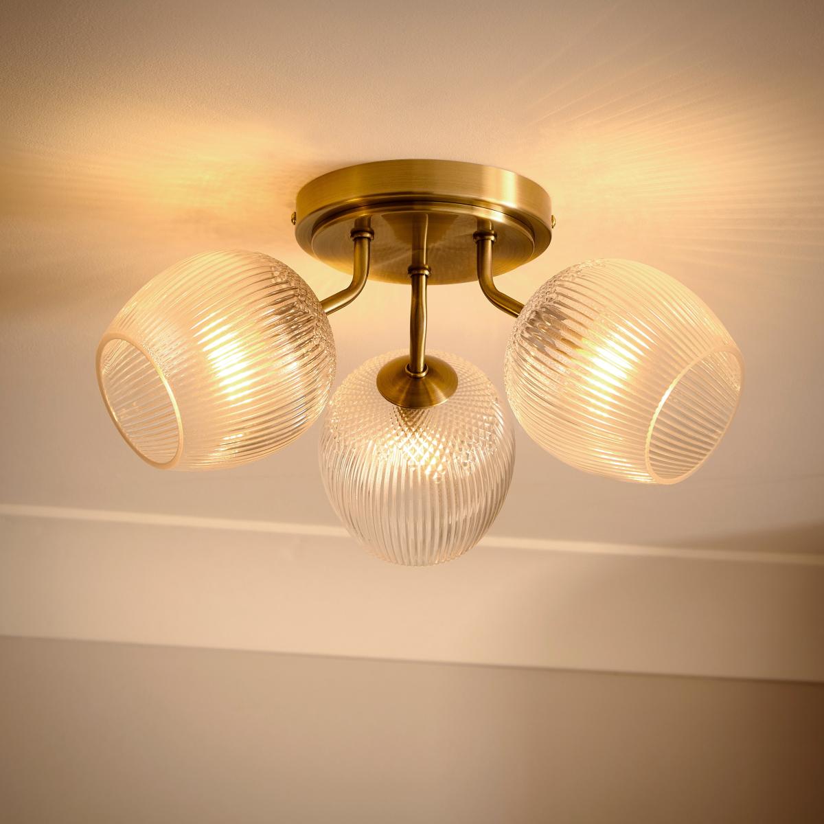 Cassia Ribbed 3 Light Semi Flush Ceiling Light – image 2