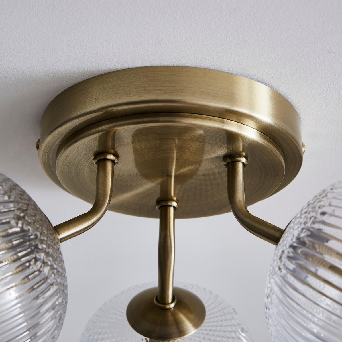 Cassia Ribbed 3 Light Semi Flush Ceiling Light – image 3