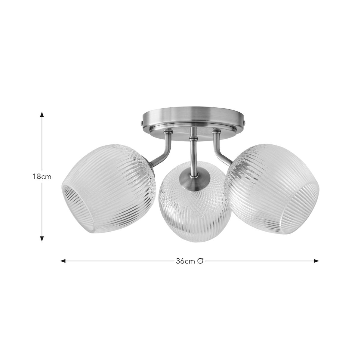 Cassia Ribbed 3 Light Semi Flush Ceiling Light – image 6