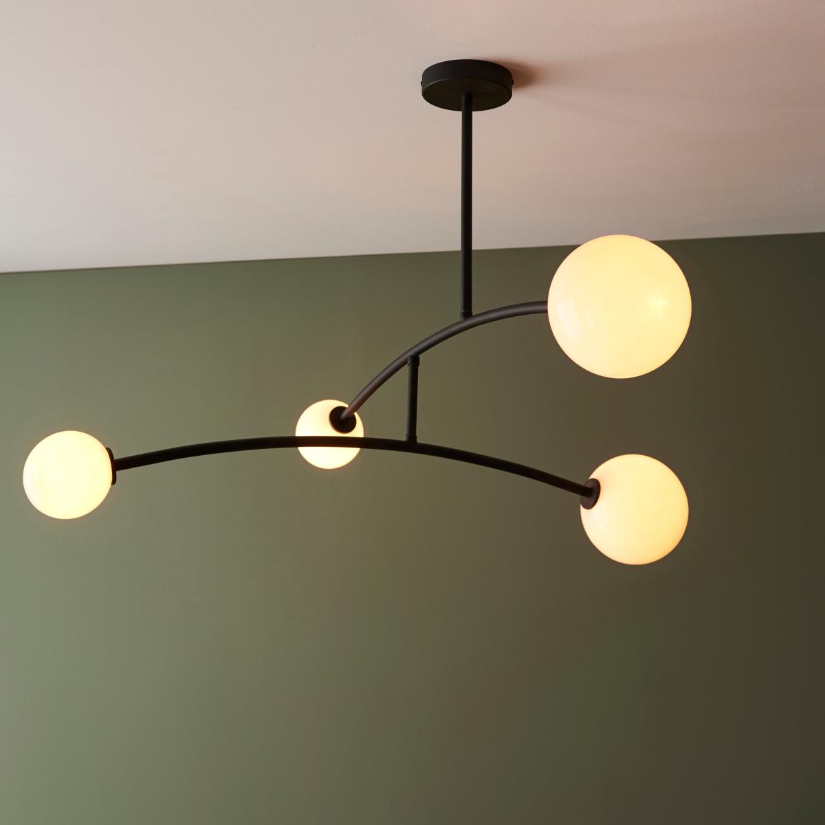 Vogue Nico 4 Light Semi Flush Ceiling Fitting Black – image 1