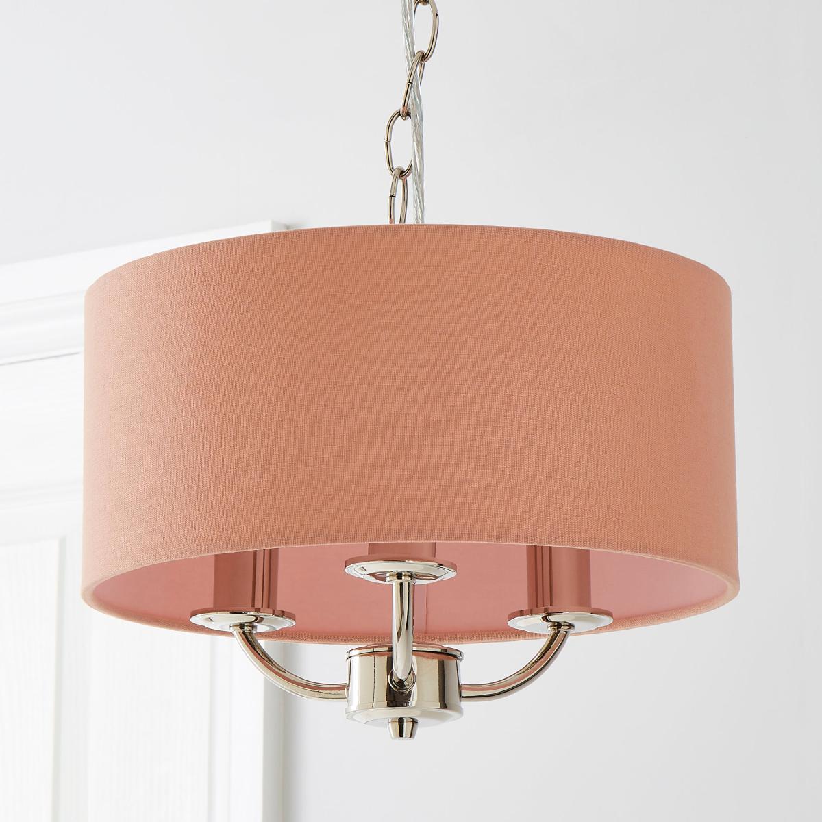 Preston Nickel Blush Pink 3 Light Pendant Fitting Blush – image 2