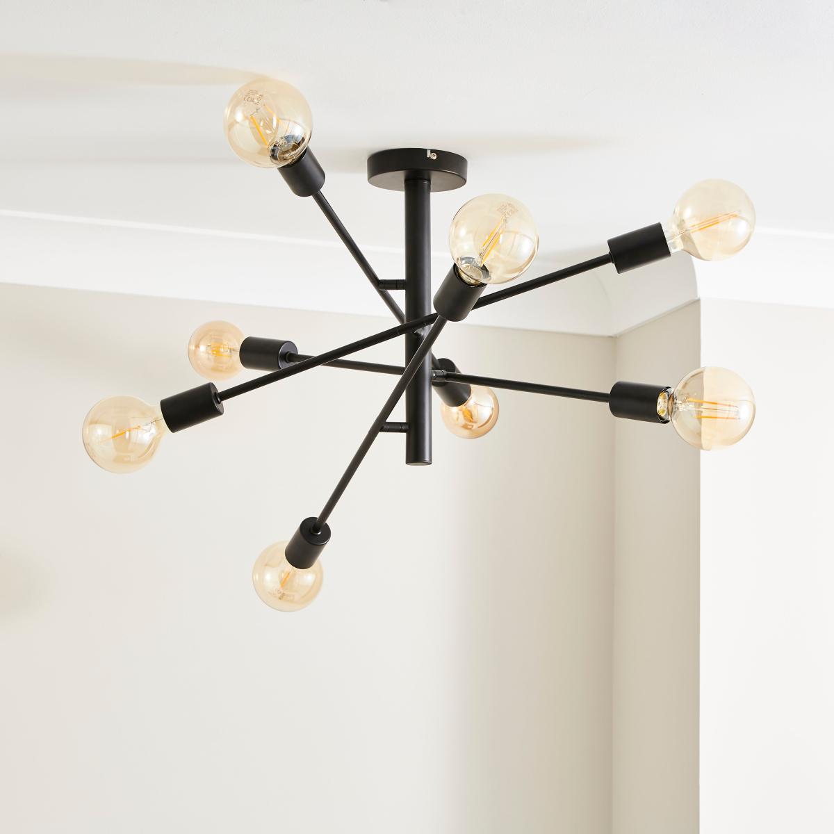 Koppla 8 Light Semi Flush Ceiling Fitting Black – image 2