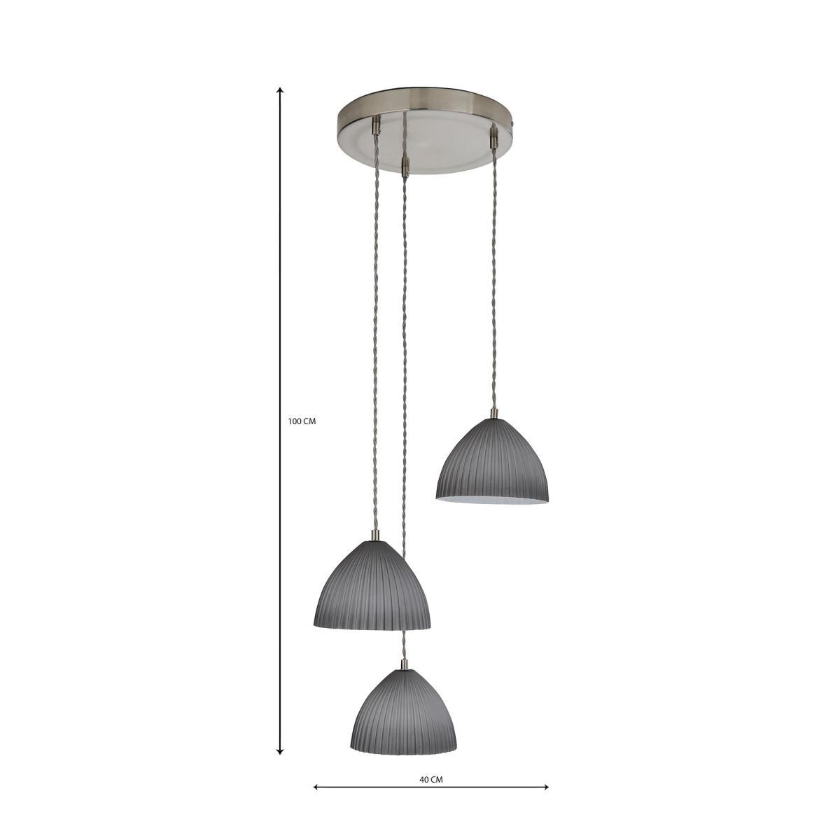 Emily 3 Light Glass Cluster Fitting Grey – image 7