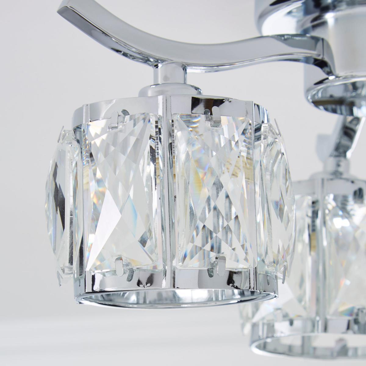Kleio 3 Light Glass Chrome Semi-Flush Ceiling Fitting Silver – image 3