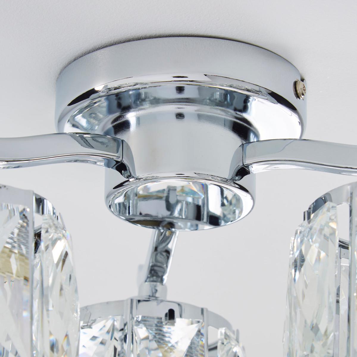 Kleio 3 Light Glass Chrome Semi-Flush Ceiling Fitting Silver – image 4