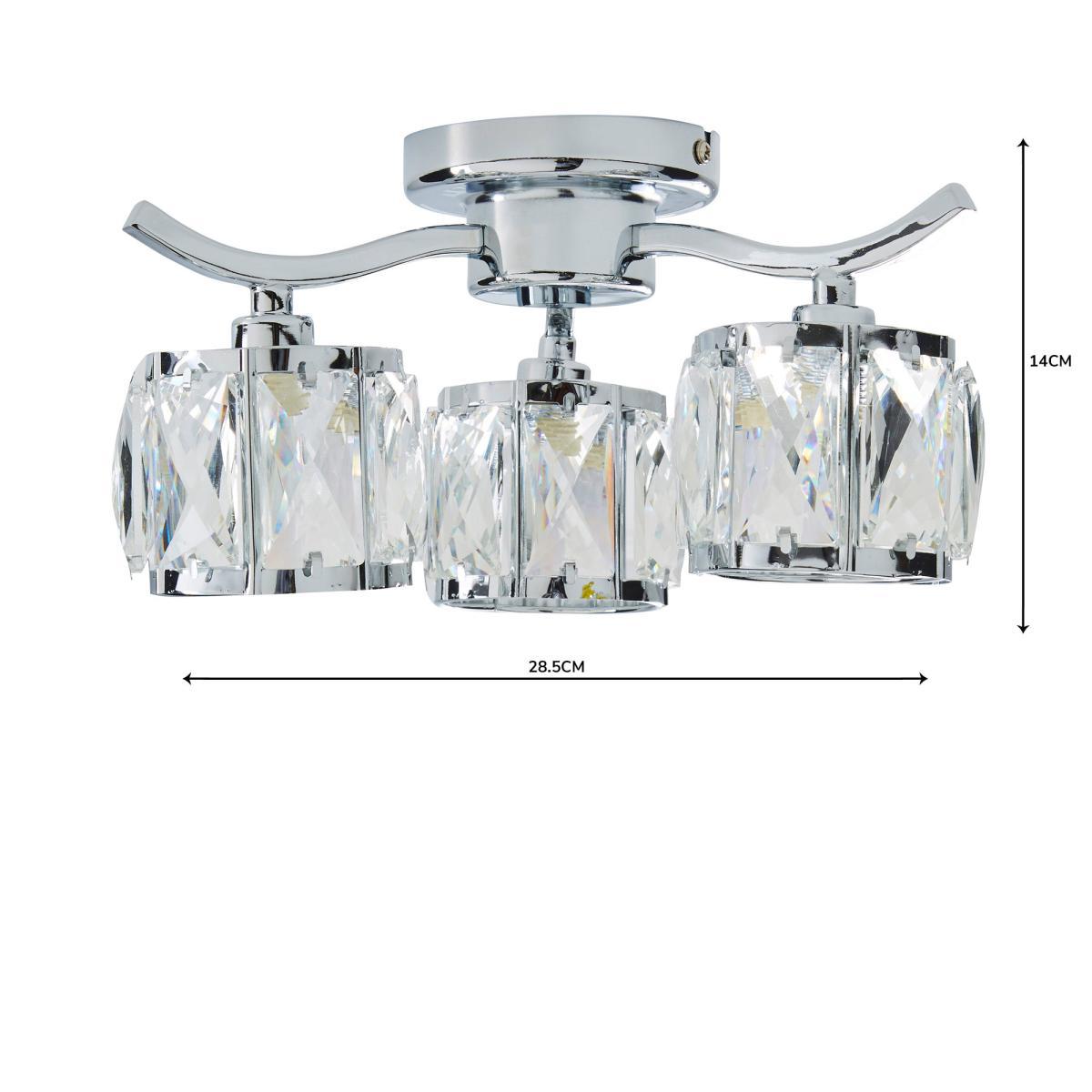 Kleio 3 Light Glass Chrome Semi-Flush Ceiling Fitting Silver – image 5