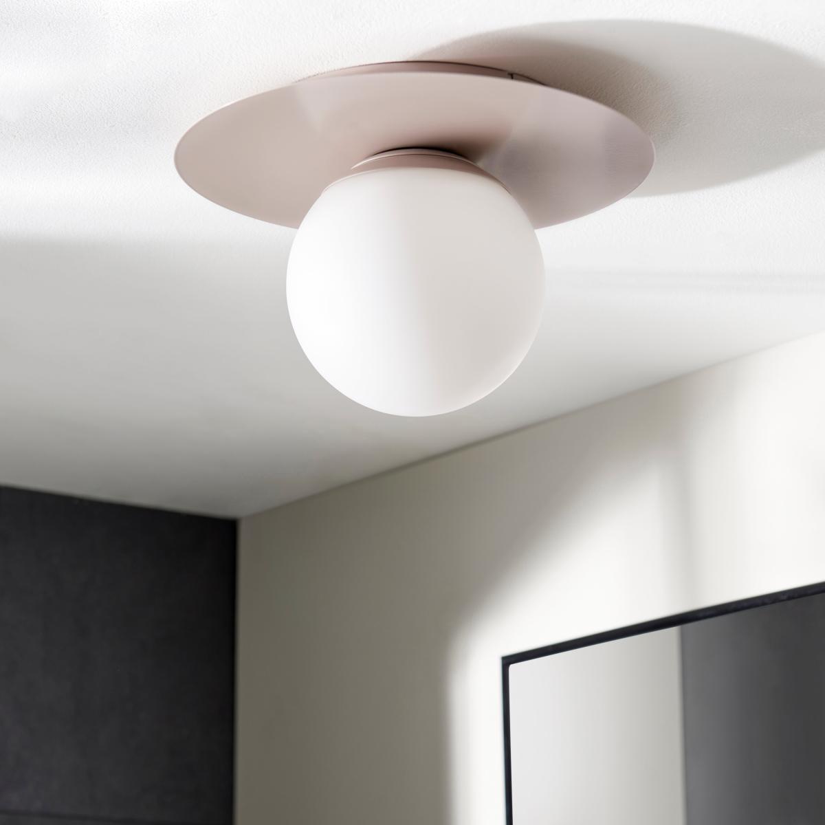 Tela Bathroom 1 Light Flush Ceiling Fitting White Sand – image 2