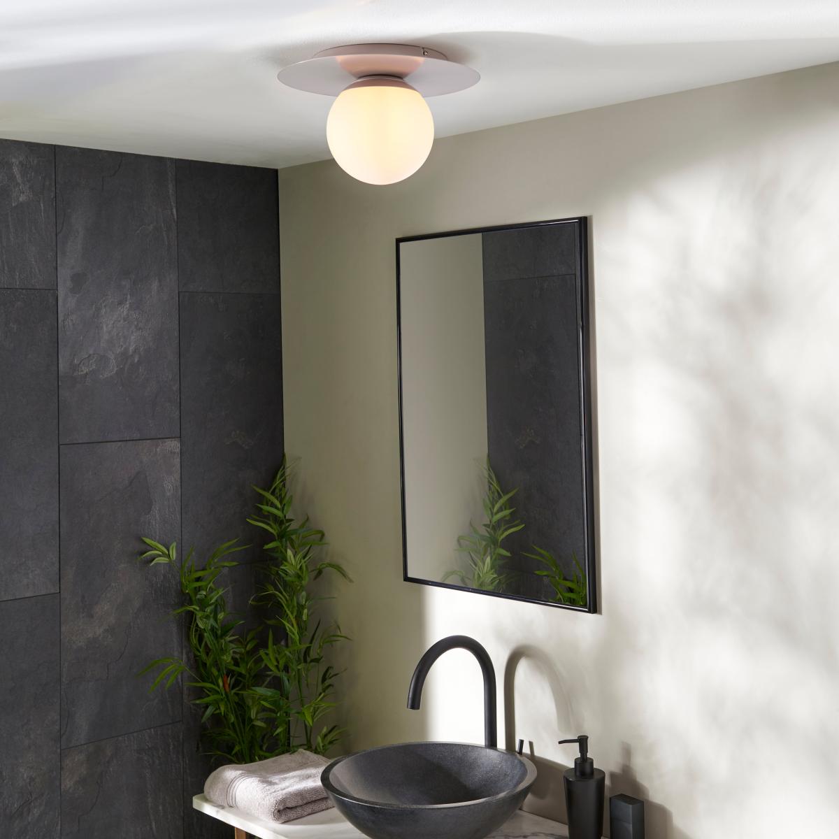 Tela Bathroom 1 Light Flush Ceiling Fitting White Sand – image 5