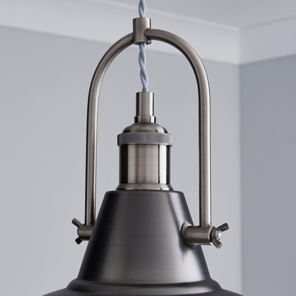 Lucas Industrial 1 Light Pendant Pewter Ceiling Fitting Grey – image 3