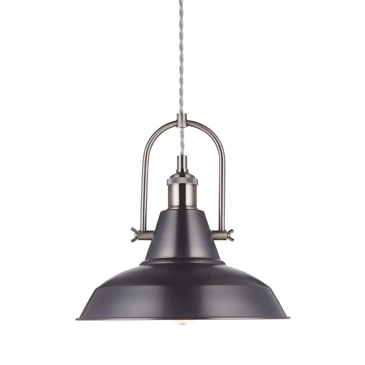 Lucas Industrial 1 Light Pendant Pewter Ceiling Fitting Grey – image 5