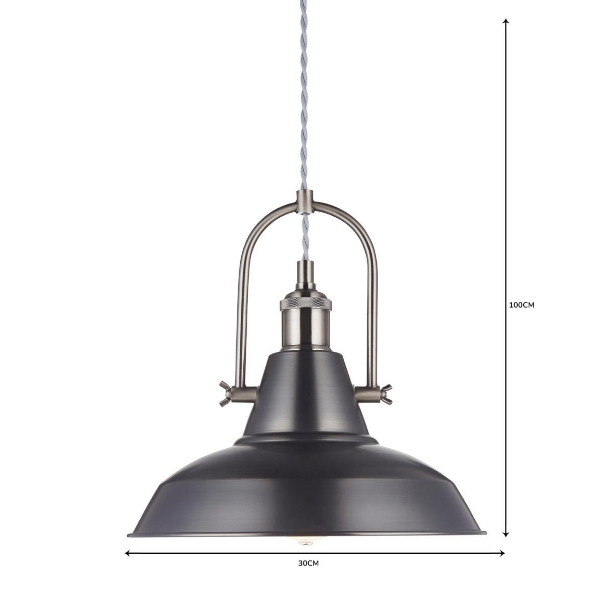 Lucas Industrial 1 Light Pendant Pewter Ceiling Fitting Grey – image 6