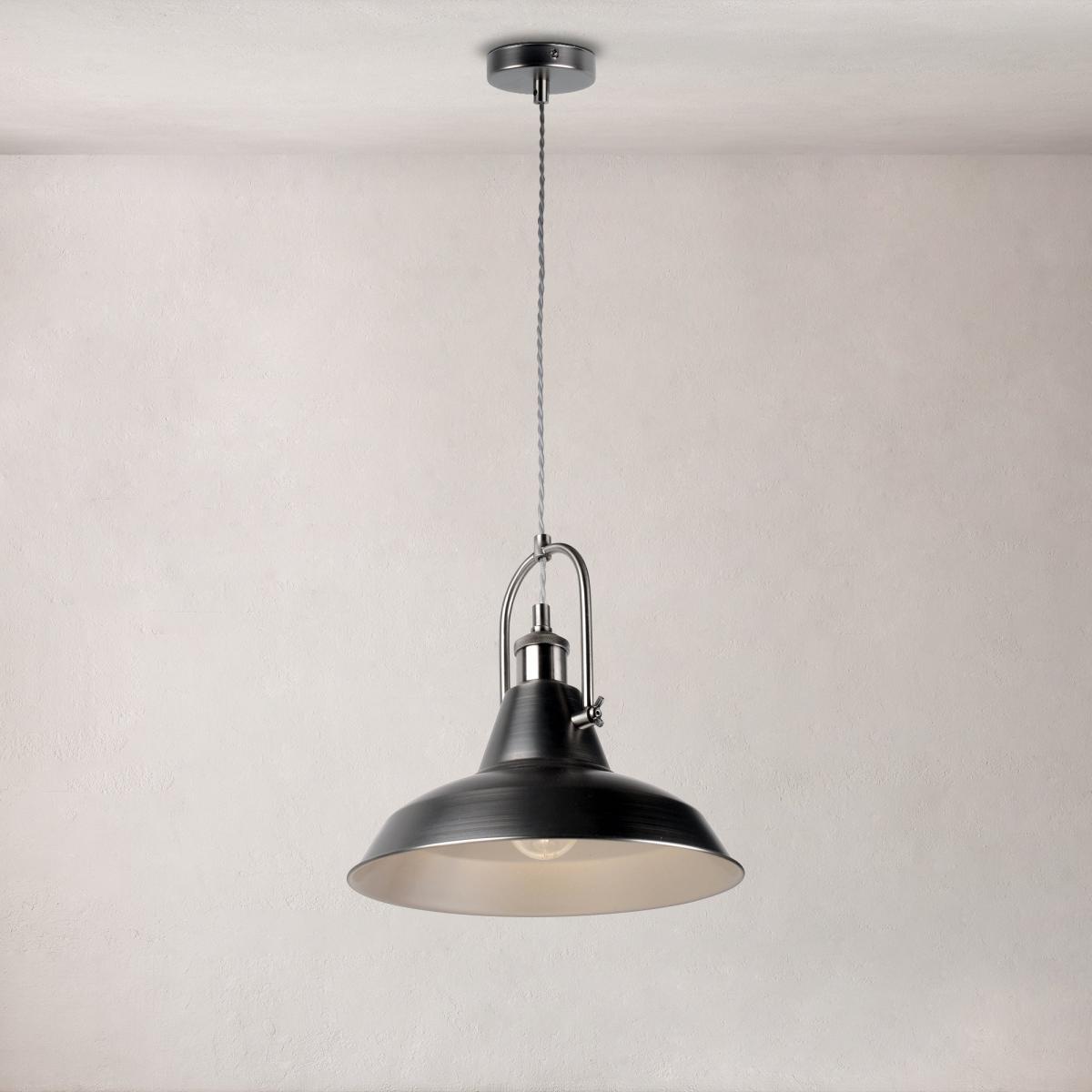 Lucas Industrial 1 Light Pendant Pewter Ceiling Fitting Grey – image 7