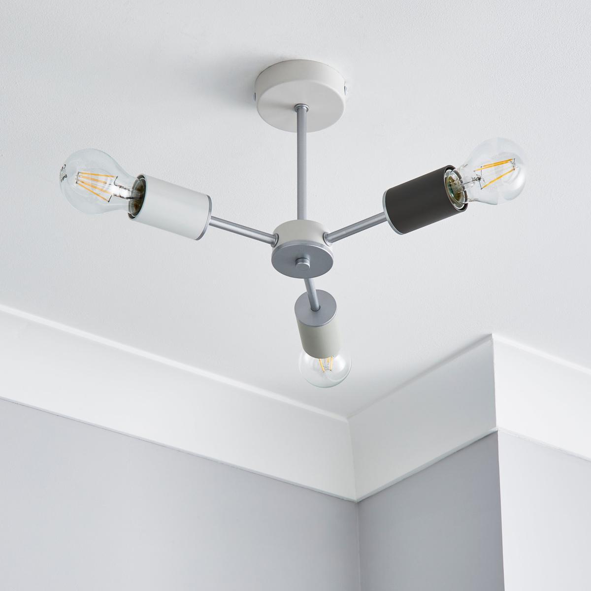 Vevo 3 Light Semi Flush Ceiling Fitting Grey – image 2
