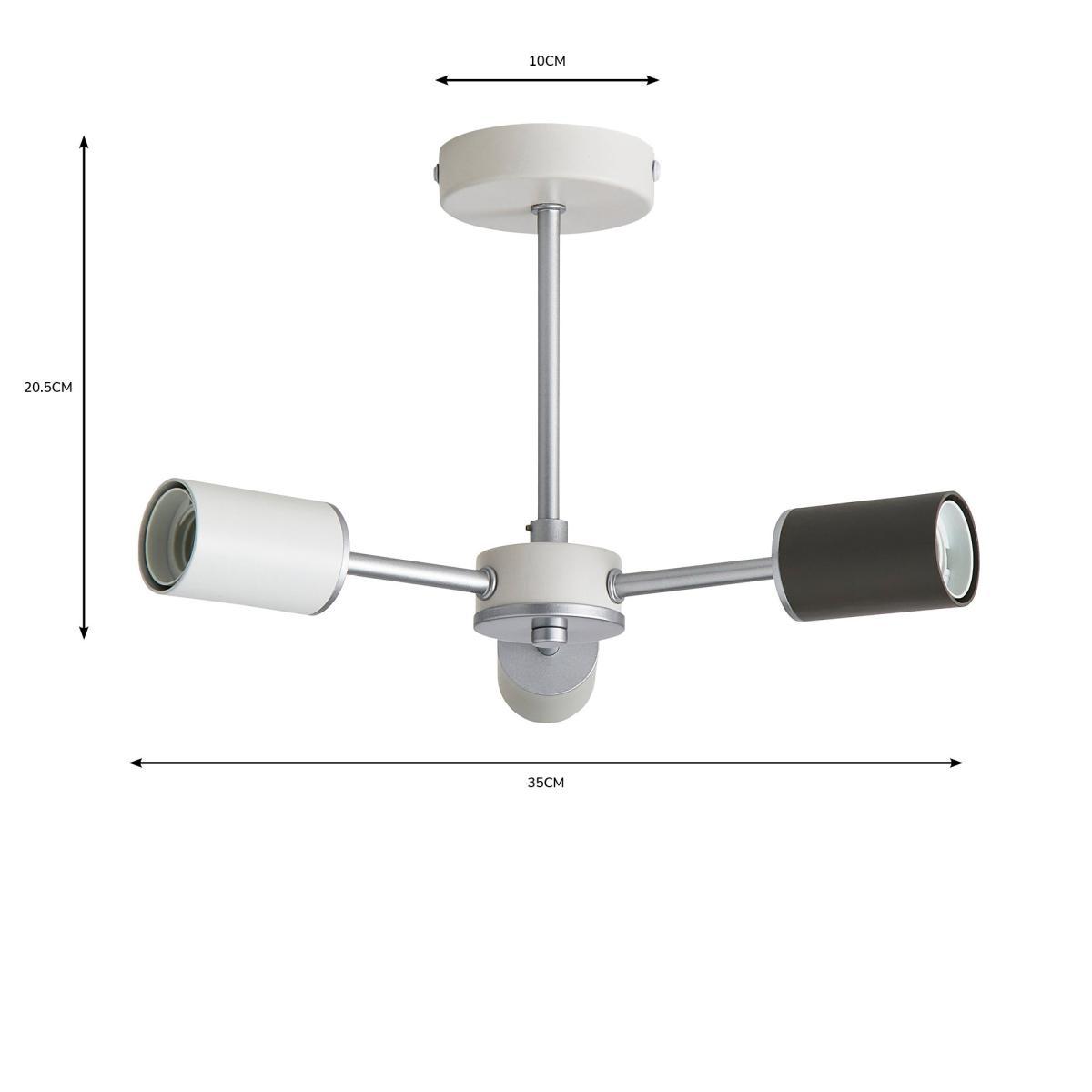 Vevo 3 Light Semi Flush Ceiling Fitting Grey – image 6