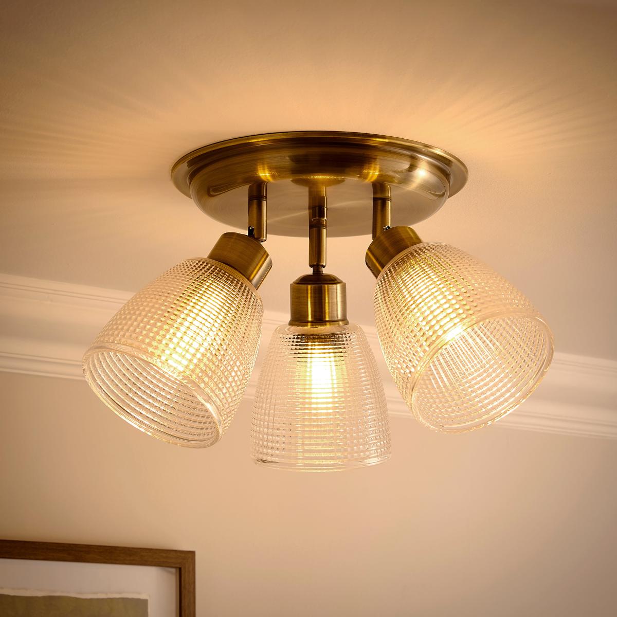 Kibworth Ribbed 3 Light Adjustable Spotlight Brass – image 2