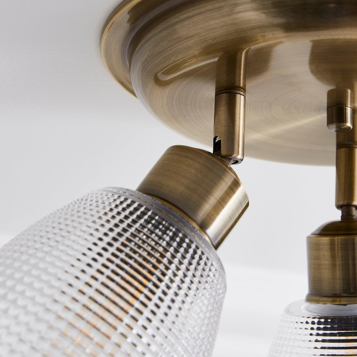 Kibworth Ribbed 3 Light Adjustable Spotlight Brass – image 3