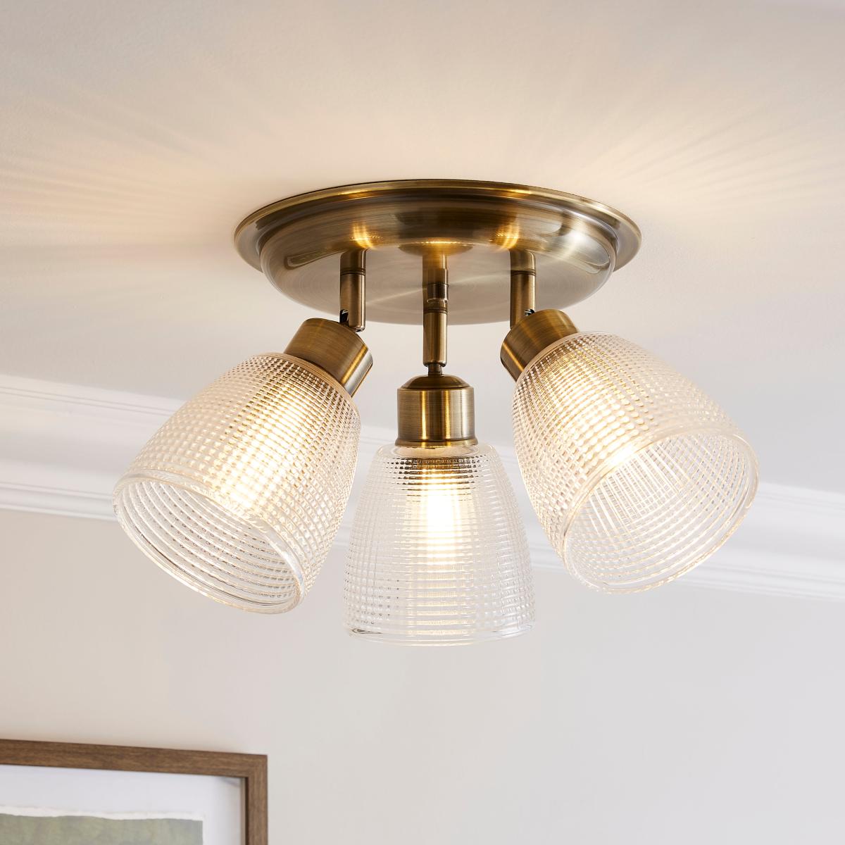Kibworth Ribbed 3 Light Adjustable Spotlight Brass – image 1