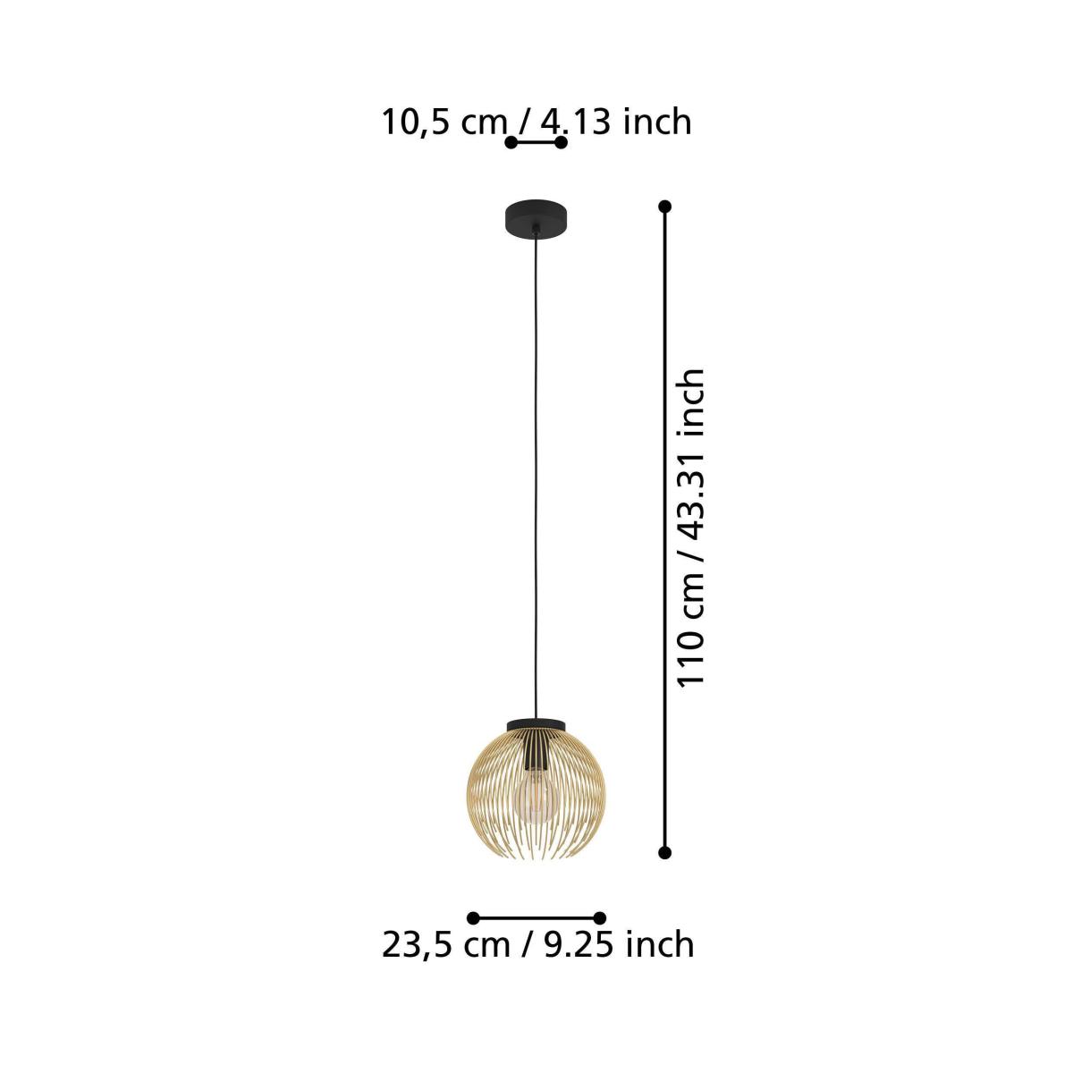 EGLO Venezuela Spherical Pendant Light Black – image 4