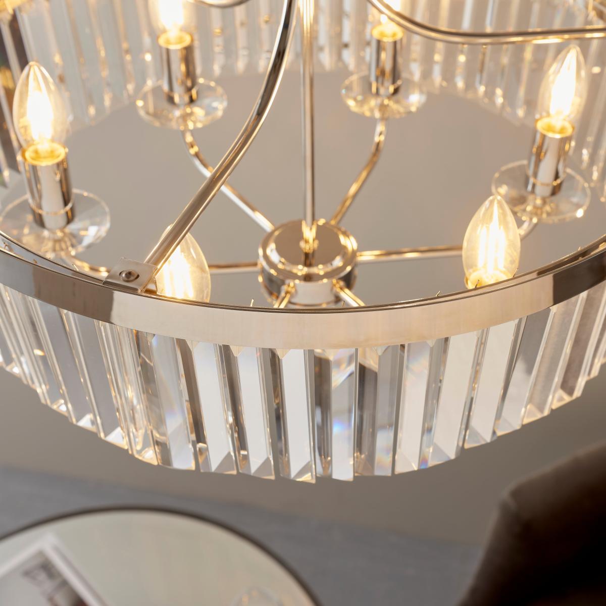 Vogue Balmoral 6 Light Chandelier Nickel – image 2