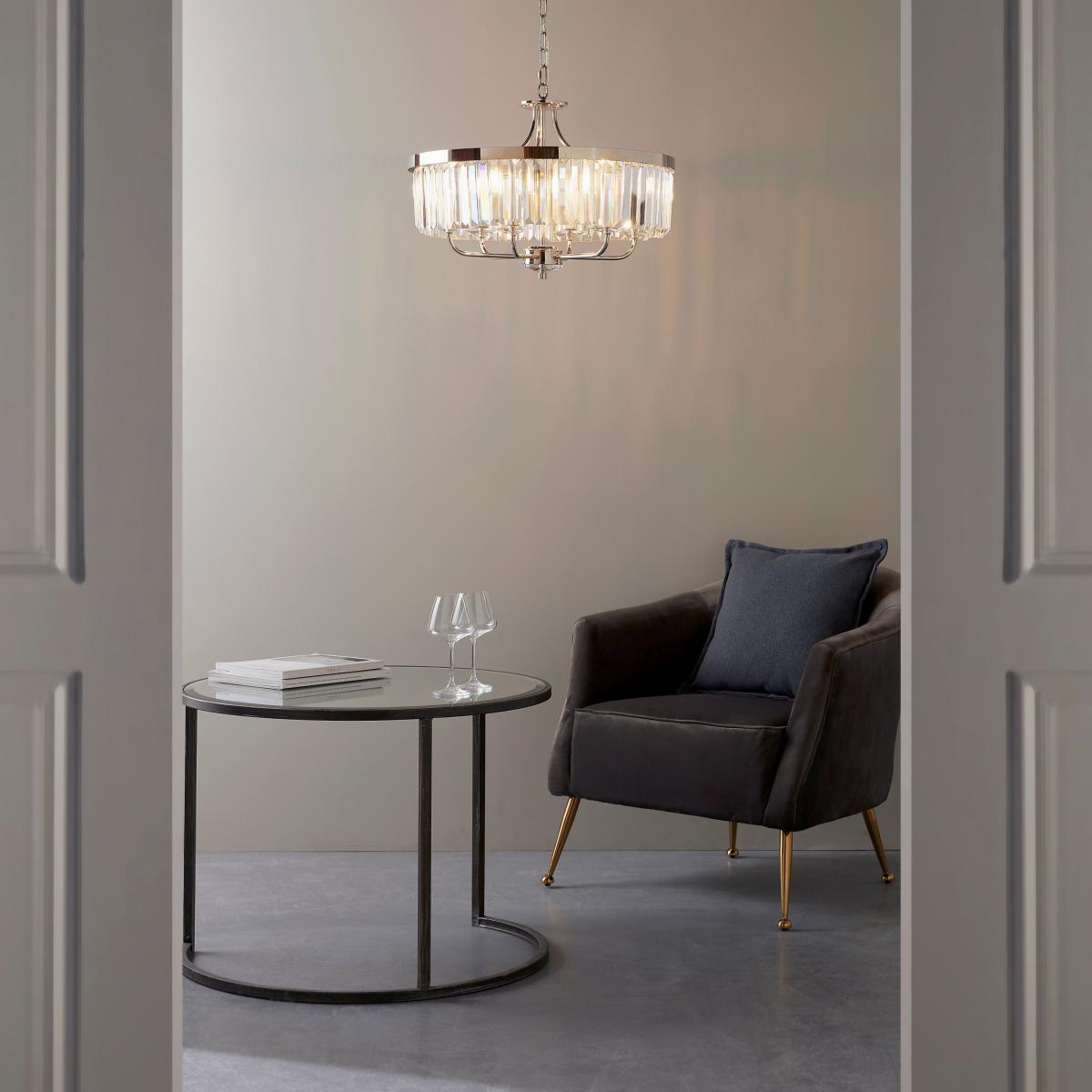 Vogue Balmoral 6 Light Chandelier Nickel – image 1