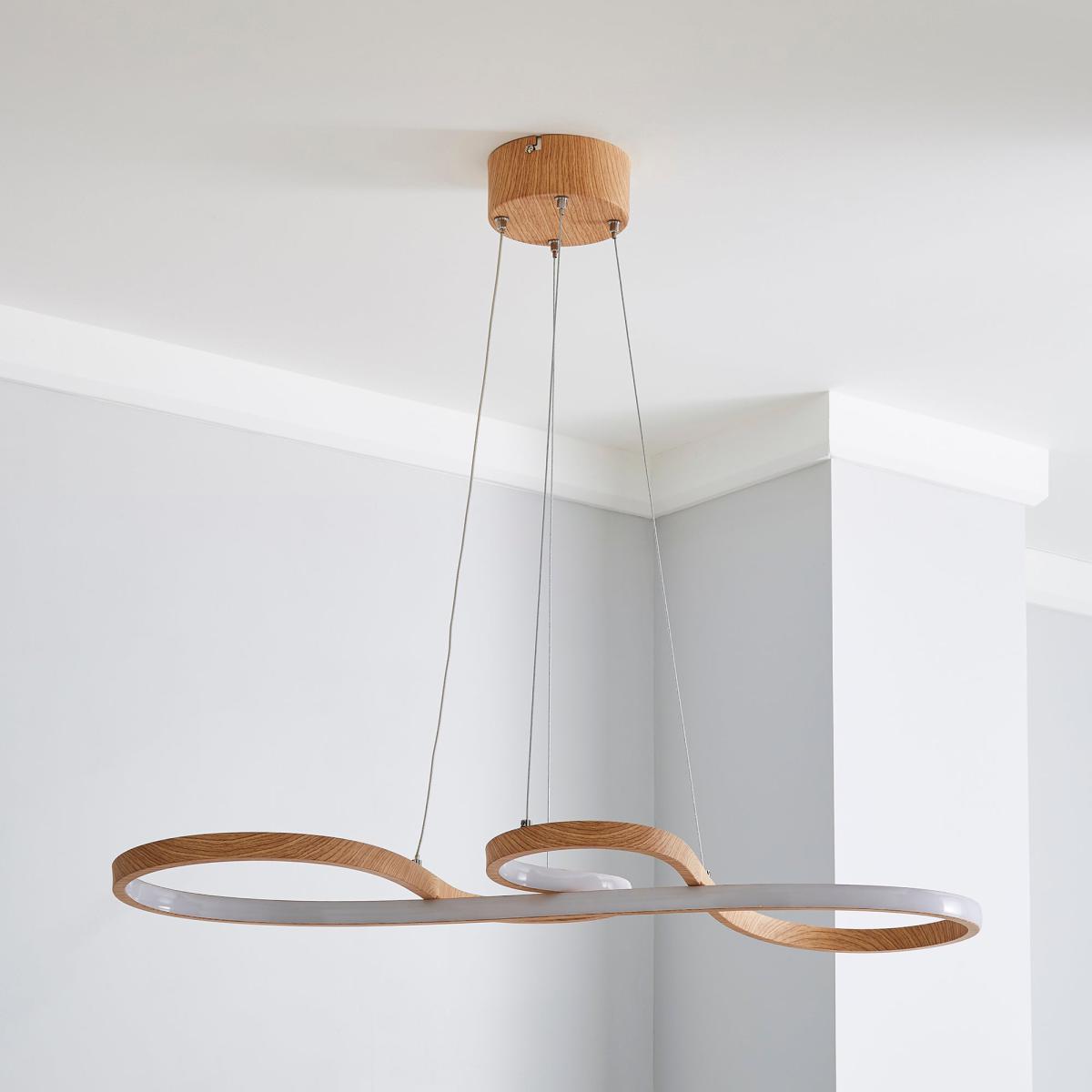 Jaxson LED Wood Effect Ceiling Fitting Brown – image 2