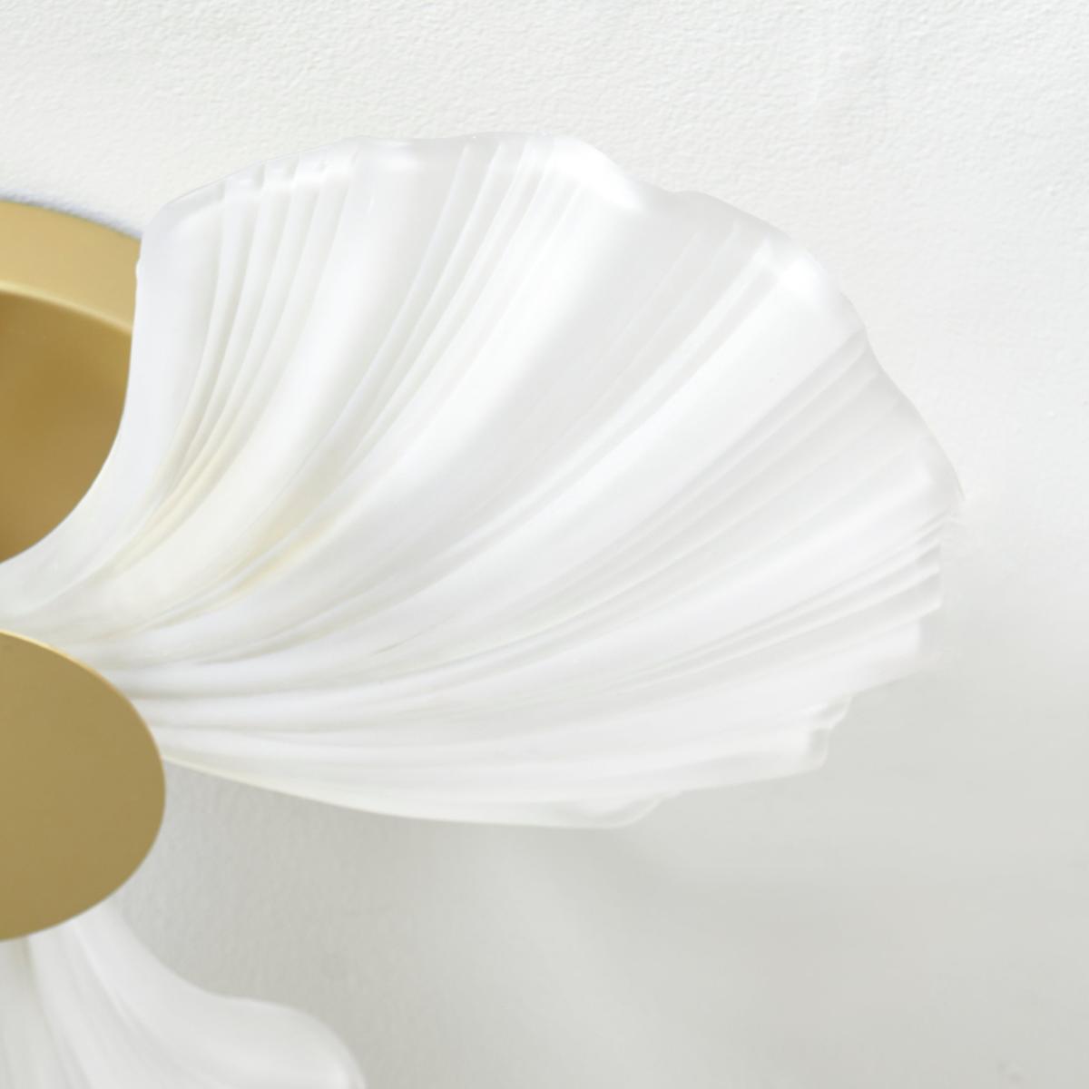 Shell Coastal Bathroom Flush Ceiling Light Gold – image 2
