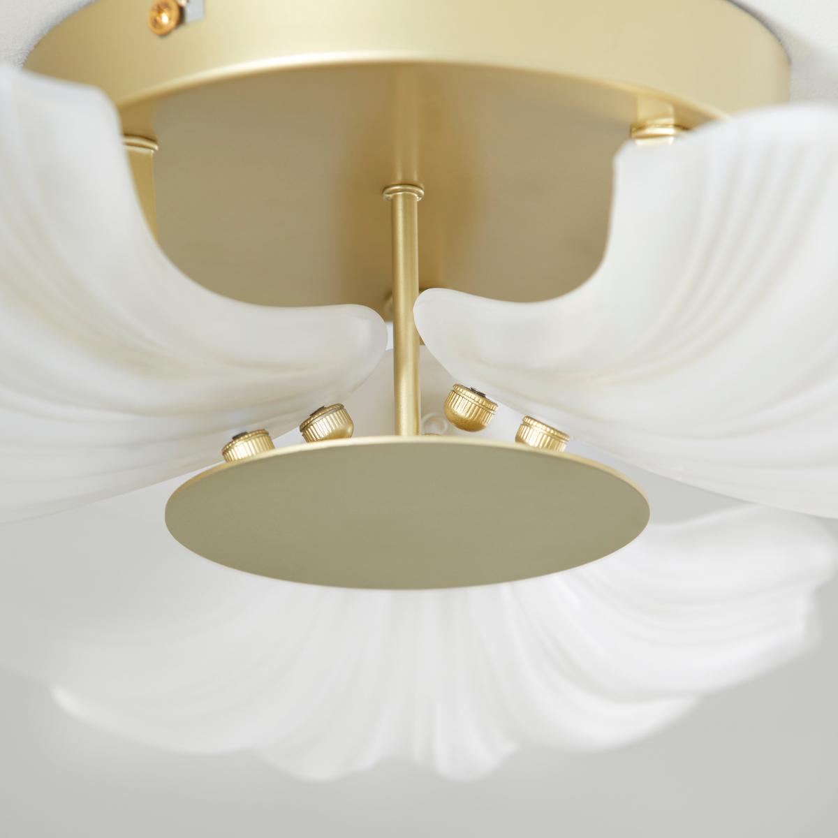 Shell Coastal Bathroom Flush Ceiling Light Gold – image 3