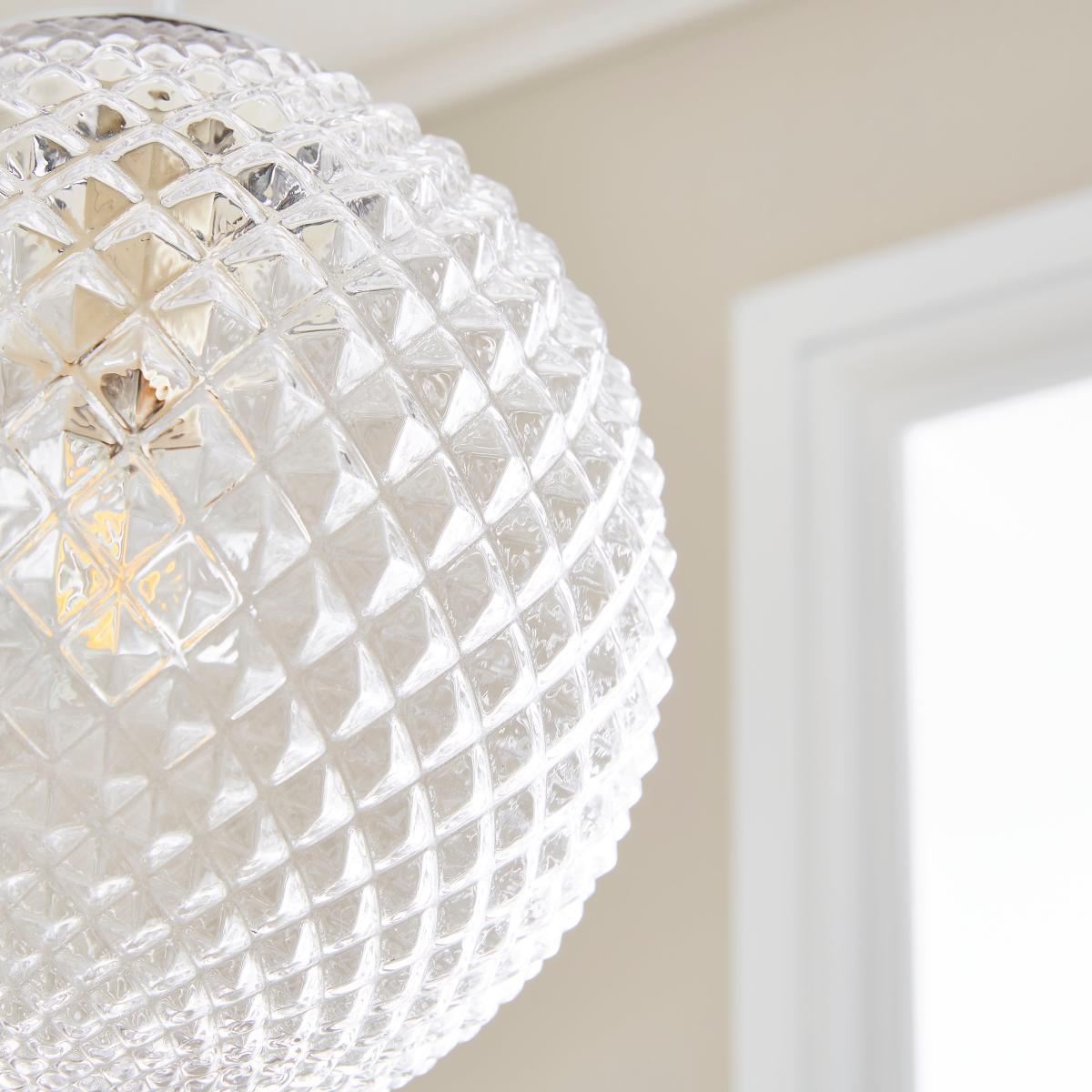 Vaughn 1 Light Globe Glass Pendant Fitting Silver – image 2