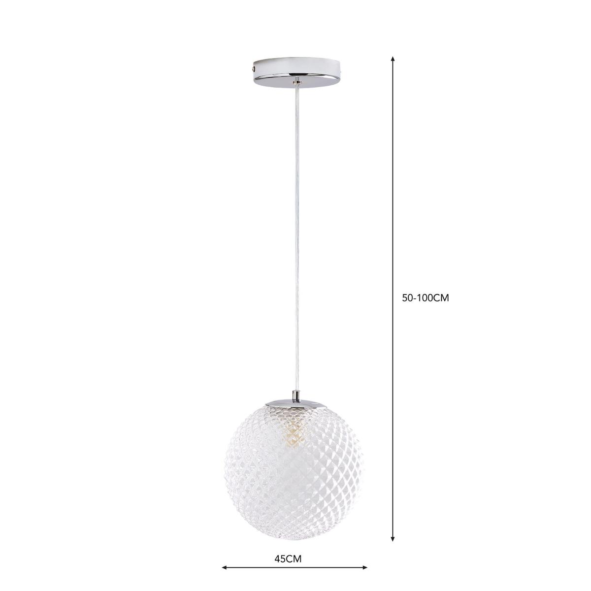 Vaughn 1 Light Globe Glass Pendant Fitting Silver – image 4