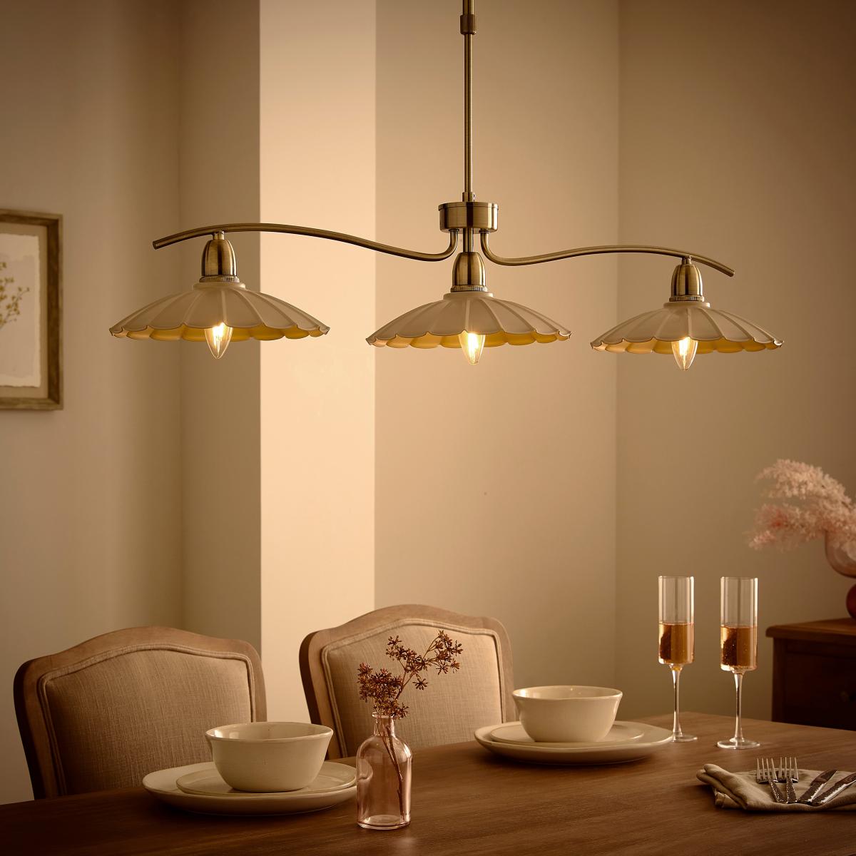 Maya Scallop 3 Light Adjustable Diner Ceiling Light Off-White – image 2