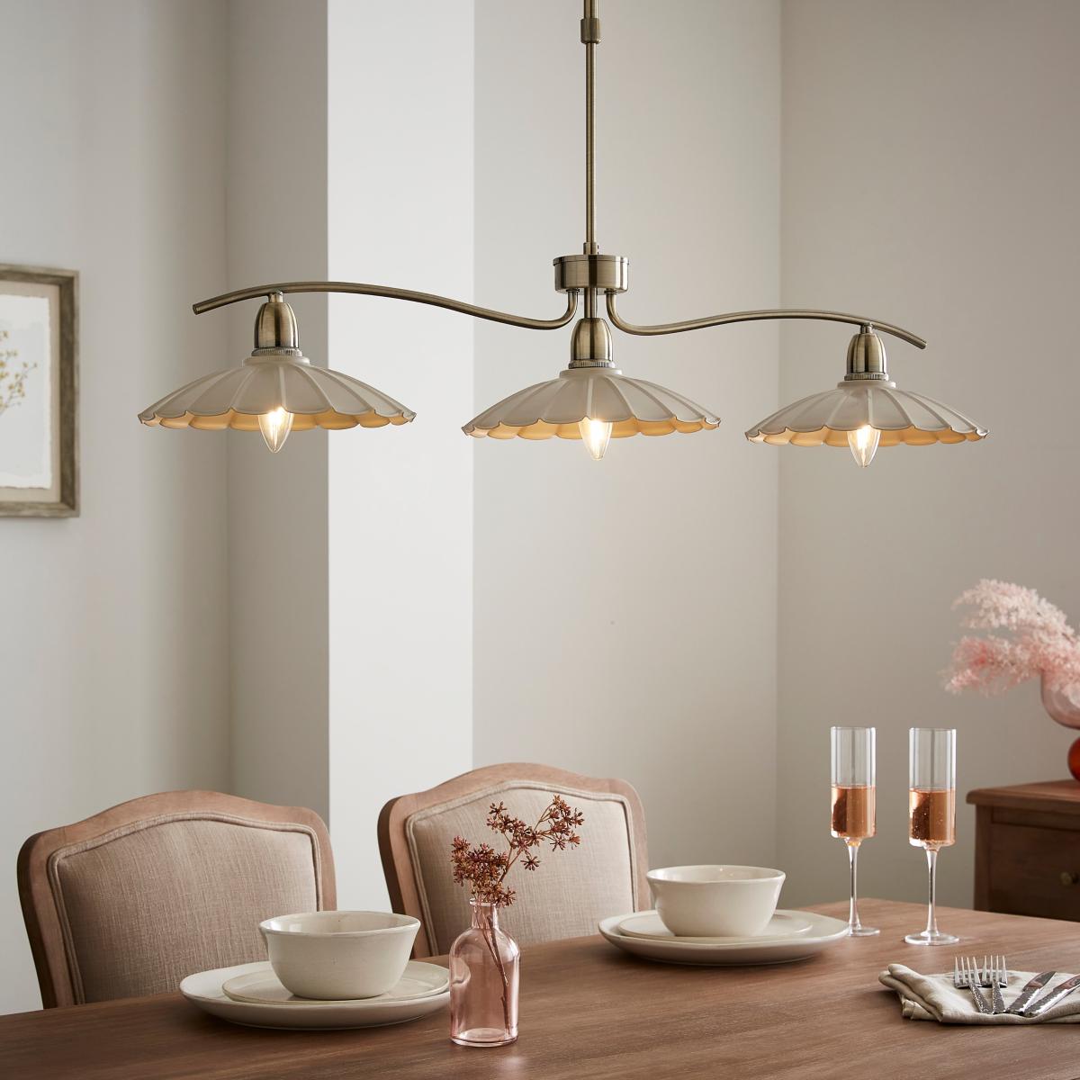 Maya Scallop 3 Light Adjustable Diner Ceiling Light Off-White – image 1