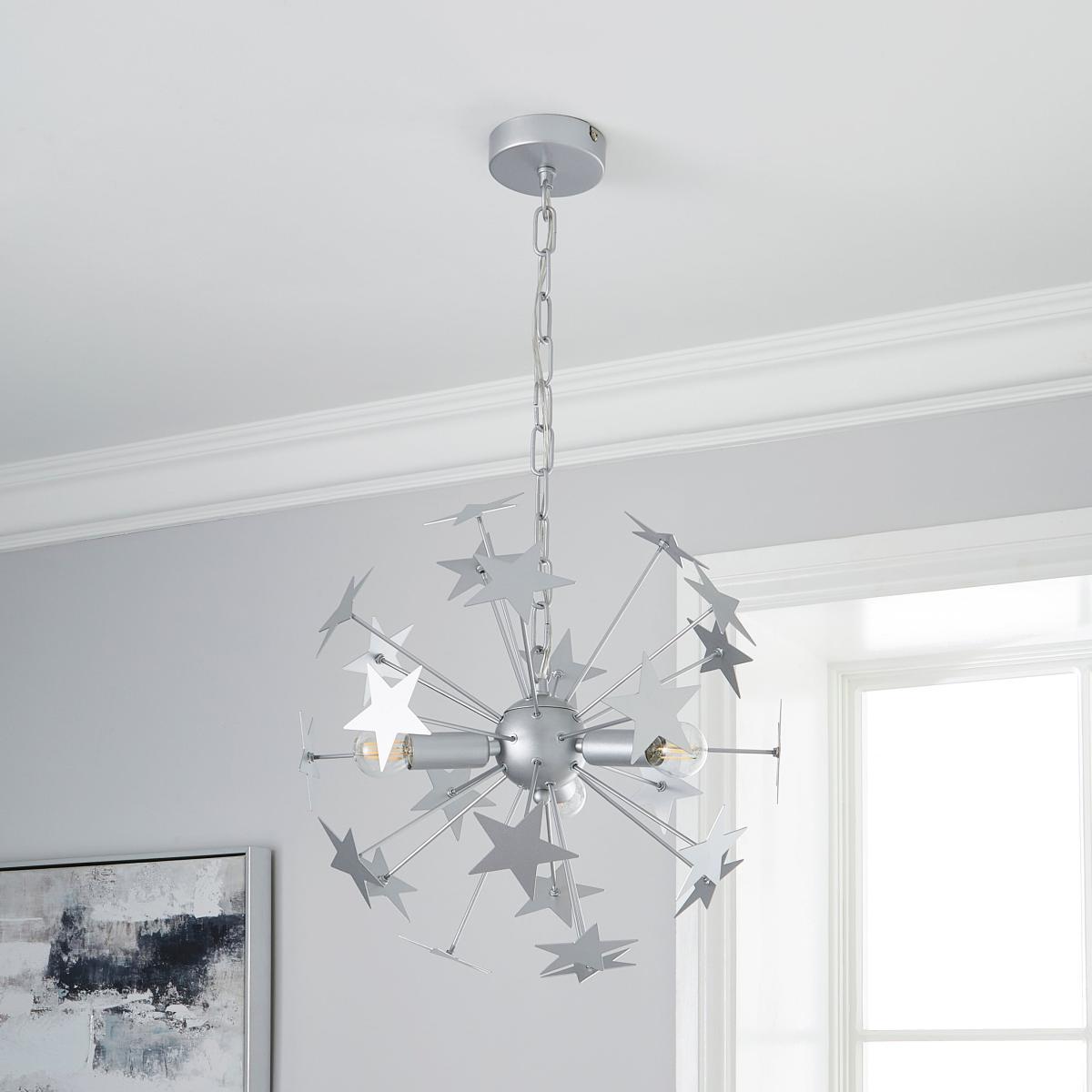 Star Sputnik 6 Light Ceiling Fitting Silver – image 2