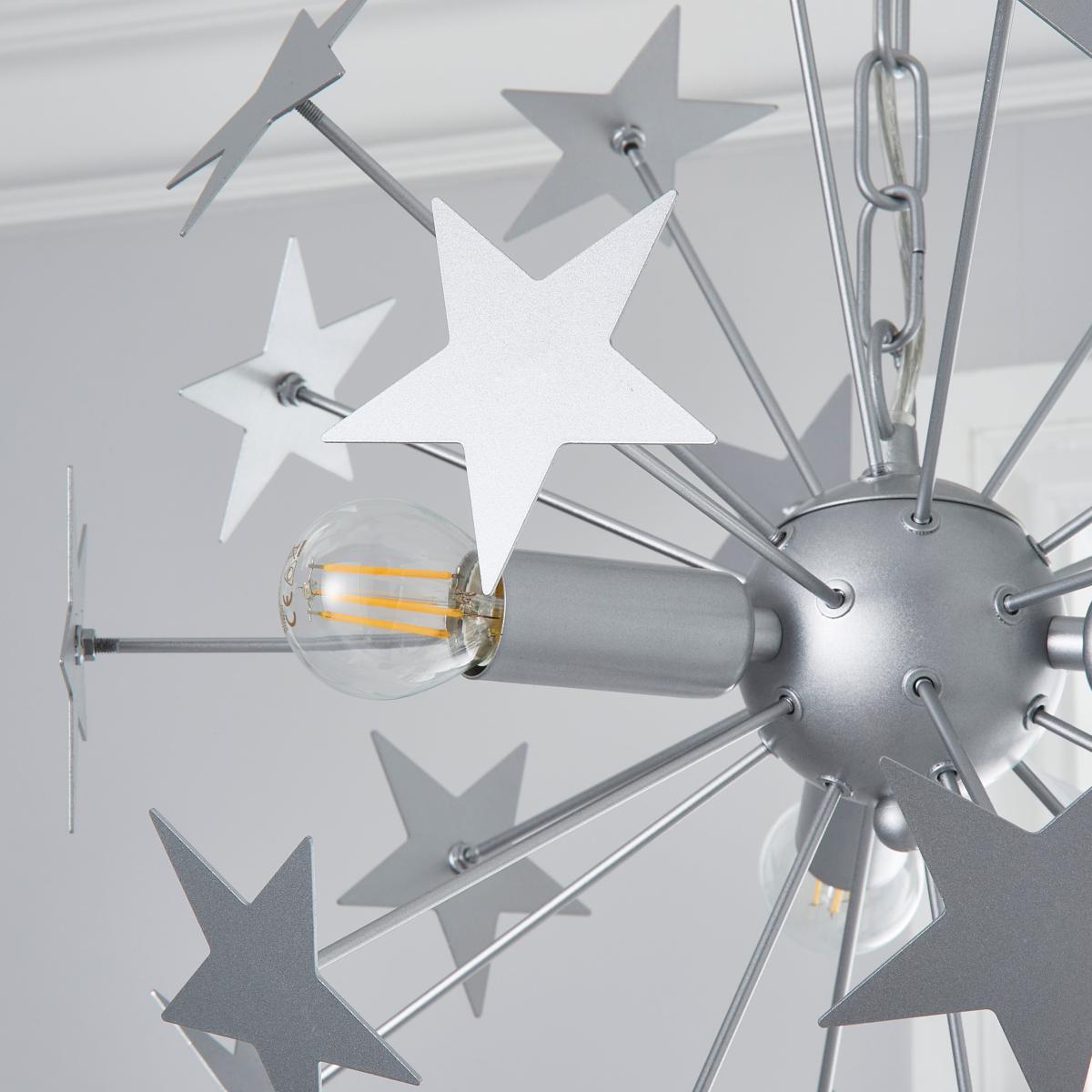 Star Sputnik 6 Light Ceiling Fitting Silver – image 3