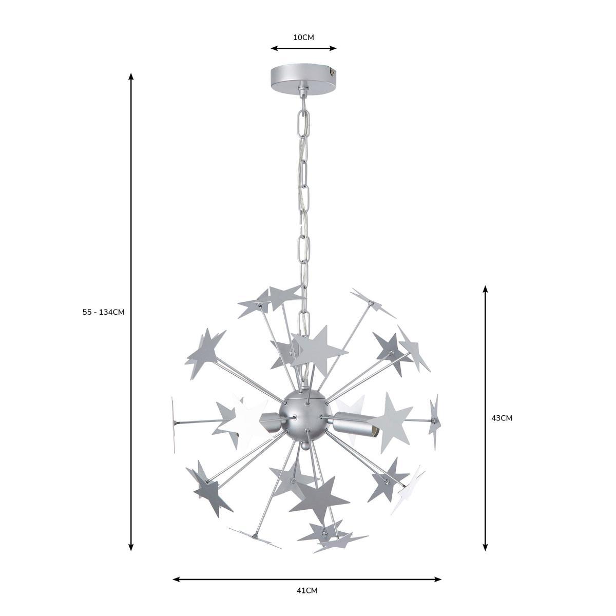 Star Sputnik 6 Light Ceiling Fitting Silver – image 6