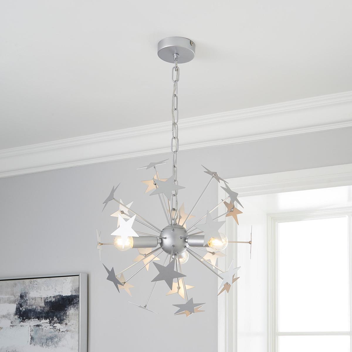 Star Sputnik 6 Light Ceiling Fitting Silver – image 1